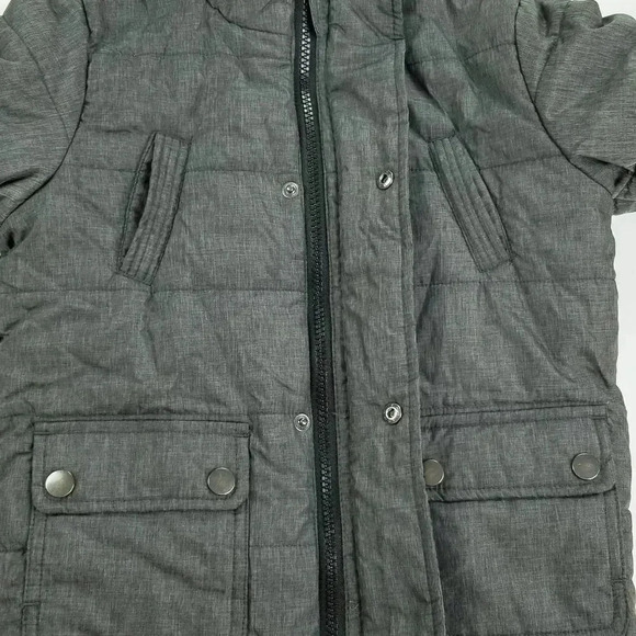 Rothschild 24M Boys Charcoal Gray Long Sleeve Puffy Zip And Snap Hooded Jacket - Picture 6 of 7